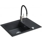 iceBerg Flex zlewozmywak z baterią 58x44 cm granitowy czarny ZZF1411ABFIX