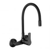 Invena Verso bateria kuchenna ścienna z elastyczną wylewką czarny BC-82-E44