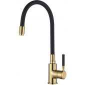 Invena Glamour bateria kuchenna stojąca z elastyczną wylewką złoty/czarny mat BZ-02-L17