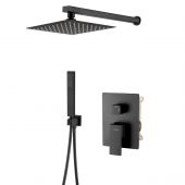 Invena Paros zestaw prysznicowy podtynkowy z deszczownicą czarny BS-09-004
