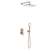 KFA Armatura Malaga Rose Gold zestaw prysznicowy podtynkowy z deszczownicą różowe złoto szczotkowane 4529-501-34