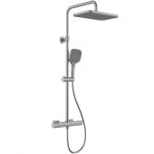 KFA Armatura Malaga zestaw prysznicowy ścienny termostatyczny z deszczownicą gun metal grey 5756-910-61