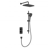 KFA Armatura Malaga zestaw prysznicowy podtynkowy termostatyczny z deszczownicą czarny 5759-301-81
