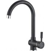 Laveo Lete bateria kuchenna stojąca z wylewką U czarna BQX768D