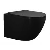 LaVita Sinto Black miska WC wisząca bez kołnierza z deską wolnoopadającą czarny mat