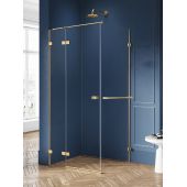 New Trendy Avexa Gold Brushed kabina prysznicowa 120x90 cm prostokątna lewa złoty szczotkowany/szkło przezroczyste EXK-3036