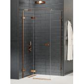 New Trendy Avexa Copper Brushed kabina prysznicowa 90x80 cm prostokątna lewa miedź szczotkowana/szkło przezroczyste EXK-3552