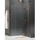 New Trendy Avexa Copper Brushed kabina prysznicowa 90x90 cm kwadratowa prawa miedź szczotkowana/szkło przezroczyste EXK-3583