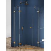 New Trendy Avexa Gold Brushed kabina prysznicowa 80x80 cm pięciokątna lewa złoty szczotkowany/szkło przezroczyste EXK-3851