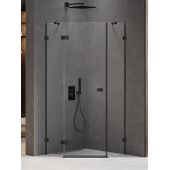 New Trendy Avexa Black kabina prysznicowa 80x80 cm pięciokątna lewa czarny mat/szkło przezroczyste EXK-3873