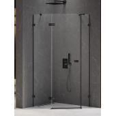 New Trendy Avexa Black kabina prysznicowa 100x80 cm pięciokątna lewa czarny mat/szkło przezroczyste EXK-3881