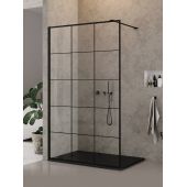 New Trendy New Modus Black ścianka prysznicowa walk-in 110 cm czarny mat/szkło ze wzorem EXK-5549