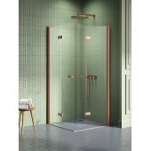 New Trendy New Soleo Copper Brushed kabina prysznicowa 90x90 cm kwadratowa miedź szczotkowana/szkło przezroczyste K-2085
