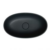 Outlet - Omnires Shell M+ umywalka 60x35 cm owalna nablatowa czarna SHELLUNBLV