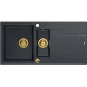 Quadron Evan 156XL zlewozmywak 100x50 cm GraniteQ black diamond/złoty HQE510050U8_PVDG1_P2O