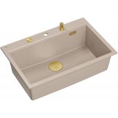 Quadron Marc 110 zlewozmywak GraniteQ 76x50 cm beż/elementy złote HQM7650U2_PVDG1