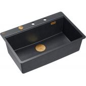 Quadron Marc 110 FM zlewozmywak 75x49 cm GraniteQ black diamond/elementy miedziane HQM7650U8_FM_PVDC1