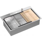 Outlet - Quadron Burt 110 Workstation zlewozmywak stalowy 76x49 cm stal szczotkowana MF76050BS