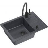 Quadron Ready Smart Pure Carbon zlewozmywak 62x44 cm czarny z baterią i dozownikiem TQ6244RSBLM