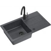 Quadron Go Max Pure Carbon zlewozmywak 77x44 cm czarny z baterią TQ7744GMBLM