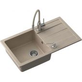 Quadron Ready Max zlewozmywak 77x44 cm beżowy z baterią i dozownikiem TQ7744RMBEZ