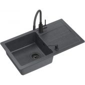 Quadron Ready Max Pure Carbon zlewozmywak 77x44 cm czarny z baterią i dozownikiem TQ7744RMBLM