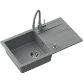 Quadron Ready Max zlewozmywak 77x44 cm szary z baterią i dozownikiem TQ7744RMSZ