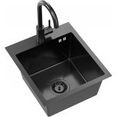 Quadron Luke 90 zlewozmywak stalowy 40x45 cm black metal z baterią kuchenną ZH4045PVDBLM_3623500_PVDBLM