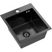 Quadron Luke zlewozmywak stalowy z syfonem 40x45 cm black metal ZH4045PVDBLM