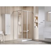 Ravak Supernova SRV2-80 S drzwi prysznicowe 80 cm przesuwne częściowe 1/2 satyna/szkło przezroczyste 14V40UO2Z1