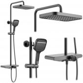 Rea Bari zestaw prysznicowy ścienny z deszczownicą tytan REA-P0890