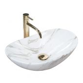 Rea Royal Mini Aiax Shiny umywalka 48x30,5 nablatowa owalna imitacja kamienia REA-U5063