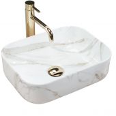 Rea Demi Mini Aiax Shiny umywalka 40,5x31 cm nablatowa prostokątna imitacja kamienia REA-U5065