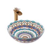 Rea Aztec umywalka 40x40 cm okrągła nablatowa multikolor REA-U7501