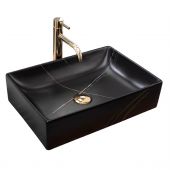 Rea Inga Black Marble Matt umywalka 51x34,5 cm nablatowa prostokątna czarny mat REA-U8006
