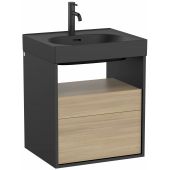 Roca Meridian szafka 55x46x56,5 cm podumywalkowa wisząca czarna-dąb A858105608