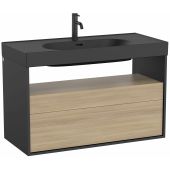 Roca Meridian szafka 100x46x56,5 cm podumywalkowa wisząca czarna-dąb A858108608