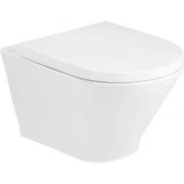 Roca Gap Round Rimless zestaw miska WC wisząca bez kołnierza z deską wolnoopadającą biała A34H0N2000