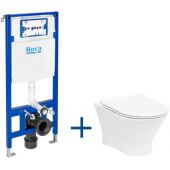 Roca Nexo miska WC wisząca Rimless z deską wolnoopadającą slim i stelaż podtynkowy Duplo One A893104460