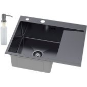 Ruvetti Linar zlewozmywak z dozownikiem 62x48 cm grafit 5002L_PVD_GRF120_WL