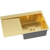 Ruvetti Masivo zlewozmywak z dozownikiem 78x49 cm złoty 5002M_PVD_GOLD160_WP