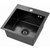 Ruvetti Look zlewozmywak stalowy 50x45 cm czarny 5003L_PVD_BL50_W