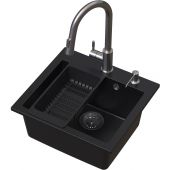 Ruvetti Frigo zlewozmywak 49x45 cm z baterią i akcesoriami czarny/stal LP_3200-FR4945BC_W