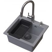 Ruvetti Frigo zlewozmywak 49x45 cm z baterią i akcesoriami szary/stal LP_3200-FR4945GR_W