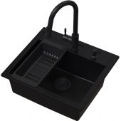 Ruvetti Frigo zlewozmywak 56x51 cm z baterią i akcesoriami czarny LP_3200_FR5651FB_W