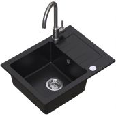 Ruvetti Minimini+ zlewozmywak 58x44 cm z baterią czarny/stal LP_3200-MM58440BC_W