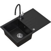 Ruvetti Maxi+ zlewozmywak 79x50 cm z baterią czarny/stal LP_3200-MX7950BC_W