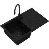 Ruvetti Maxi+ zlewozmywak 79x50 cm z baterią czarny LP_3200_MX7950FB_W