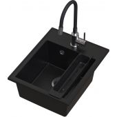 Ruvetti Natu Box zlewozmywak 50x40 cm z baterią i akcesoriami czarny/stal LP_3200-NB4050BC_W