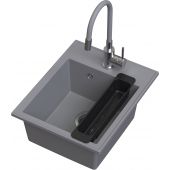 Ruvetti Natu Box zlewozmywak 50x40 cm z baterią i akcesoriami szary/stal LP_3200-NB4050GR_W